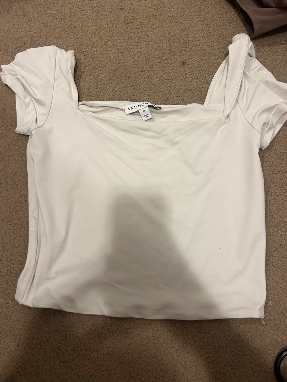 White Square Neck Stretch Top